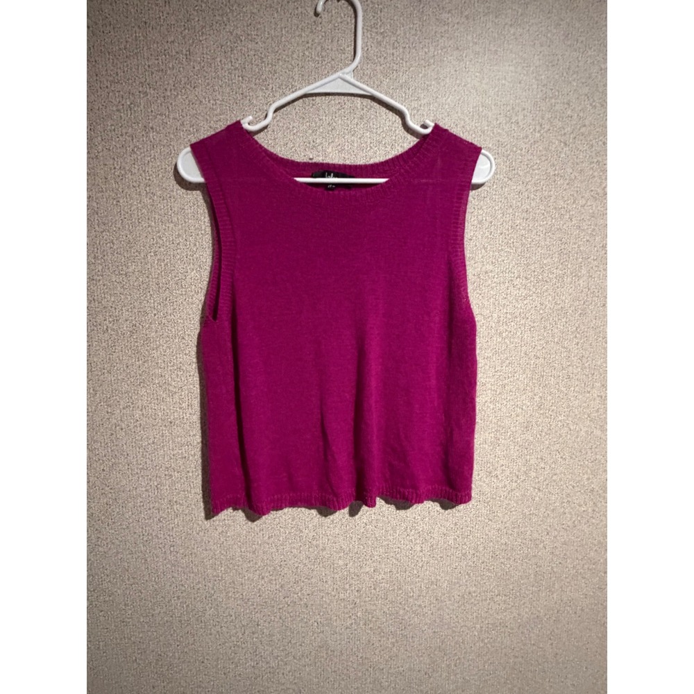Lulus Magenta Pink Knit Sweater Vest Sleeveless Crew Neck Crop Top Sz M